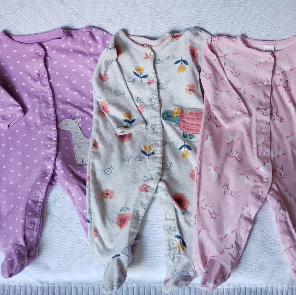 Child of mine babygirl footie pajamas 3-pack 3-6 months